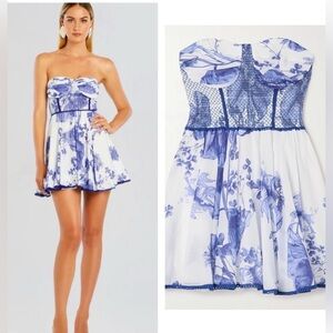 Charo Ruiz GUEILY SHORT DRESS blue and white NWT